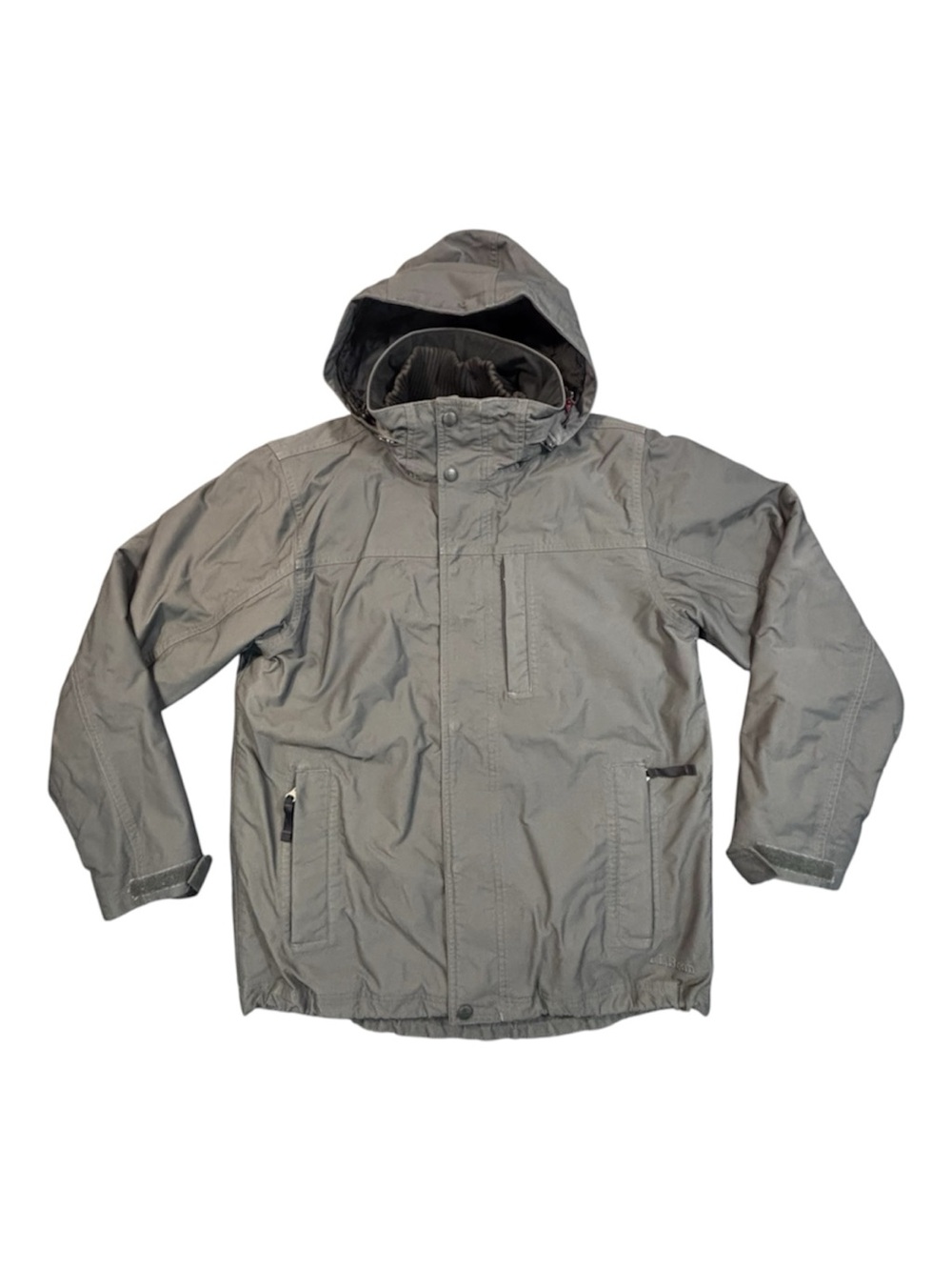 LL Bean Weather Challenger 3-in-1 Jacket Mens S Gray Hooded Quilted Liner Shell